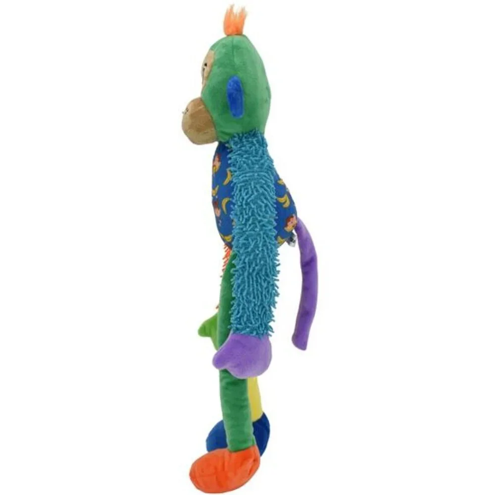 Multicrew Monkey Plush Dog Toy, Six Squeakers, 18